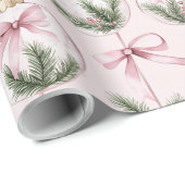 Modern Pink Christmas Ornament Wrapping Paper ラッピングペーパー (ロールコーナー)