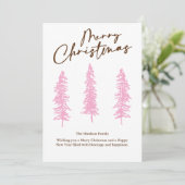 modern Pink Christmas Tree Holiday Card シーズンカード (スタンド正面)