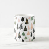 Modern Pink Christmas Tree Pattern Mug コーヒーマグカップ (中央)