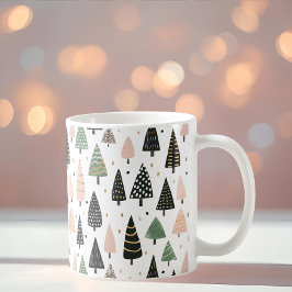 Modern Pink Christmas Tree Pattern Mug コーヒーマグカップ