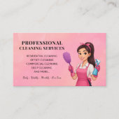 Modern Pink Cleaning Service Business Card 名刺 (正面)
