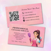 Modern Pink Cleaning Service Business Card 名刺
