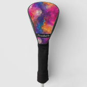 Modern Pink Color Fusion Personalized ゴルフヘッドカバー (正面)