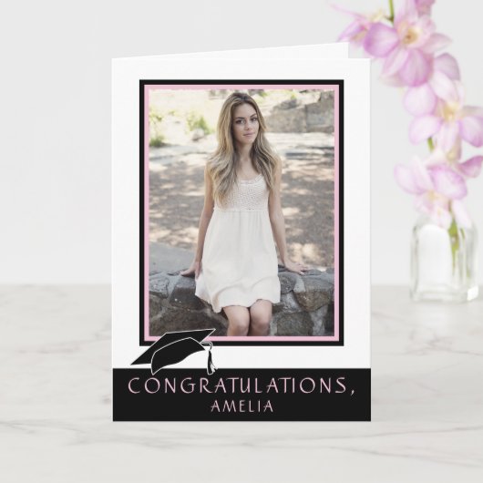 Modern Pink Congratulations Graduation Photo カード (蘭)