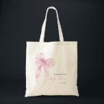 Modern Pink Coquette Bow Baby Shower トートバッグ<br><div class="desc">Celebrate the mom-to-be in style with this Modern Pink Coquette Bow Baby Shower Tote Bag. Featuring a chic pink bow design paired with elegant modern typography, this personalized tote adds a charming and feminine touch to any baby shower celebration. Perfect as a gift bag, favor bag, or keepsake for the...</div>