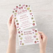 Modern Pink Couples Valentines Theme Baby Shower オールインワン招待状 (貼ってはがせる)