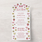 Modern Pink Couples Valentines Theme Baby Shower オールインワン招待状 (内側)