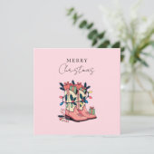 Modern Pink Cowgirl Western Boots Christmas シーズンカード (スタンド正面)