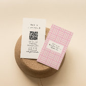 Modern Pink Cream Abstract Trendy Girly QR Code 名刺