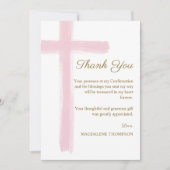 Modern Pink Cross Confirmation サンキューカード (正面)
