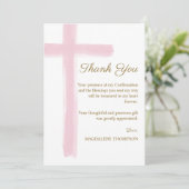 Modern Pink Cross Confirmation サンキューカード (スタンド正面)