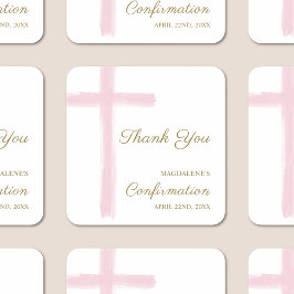 Modern Pink Cross Thank You Confirmation スクエアシール