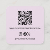 Modern Pink Custom Logo Social Icons QR Code  スクエア名刺 (裏面)