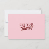 Modern Pink Deep Red Retro Bold Unique Wedding  出欠カード (裏面)