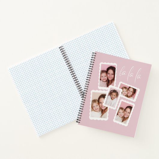 Modern Pink “Fa La La” Multi Photo ノートブック (内部)