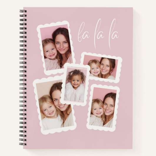 Modern Pink “Fa La La” Multi Photo  ノートブック (正面)