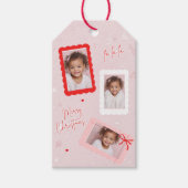 Modern Pink “Fa La La” Photo Christmas ギフトタグ (正面)
