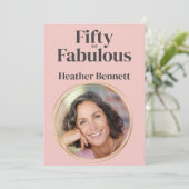 Modern Pink Fifty and Fabulous Photo Birthday 招待状 (スタンド正面)