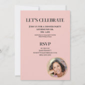 Modern Pink Fifty and Fabulous Photo Birthday 招待状 (裏面)