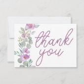 Modern Pink Floral Bridal Shower Thank You サンキューカード (正面)