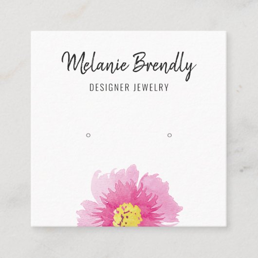 Modern Pink Floral Earring Display Business Card スクエア名刺 (正面)