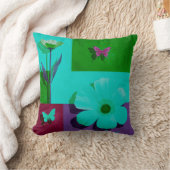 Modern Pink Floral Garden Throw Pillow クッション (ブランケット)