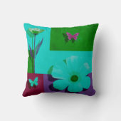 Modern Pink Floral Garden Throw Pillow クッション (裏面)