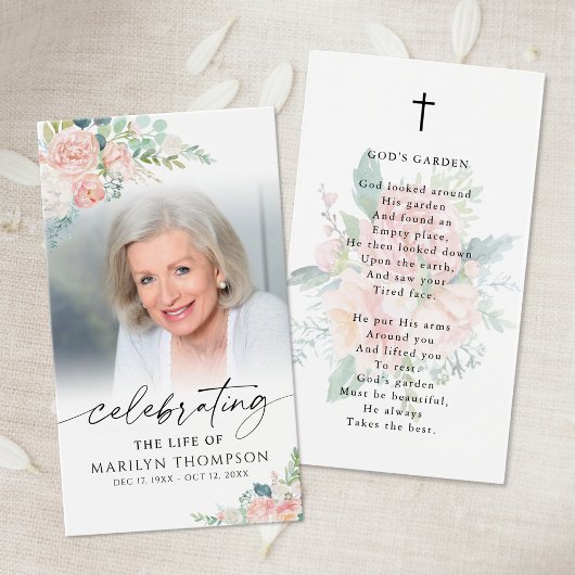 Modern Pink Floral God's Garden Prayer Card