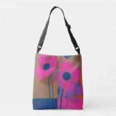 Modern Pink Floral Tote Bag / Minimal Bold Flower  クロスボディバッグ (裏面)