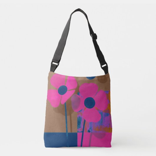 Modern Pink Floral Tote Bag / Minimal Bold Flower  クロスボディバッグ (正面)