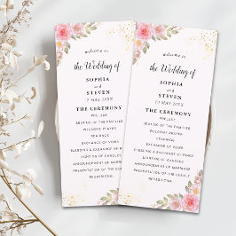 Modern Pink Floral Wedding Party with Golden Touch プログラム