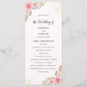 Modern Pink Floral Wedding Party with Golden Touch プログラム (正面)