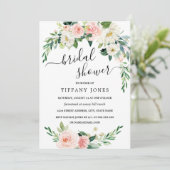 Modern Pink Floral Wreath Bridal Shower 招待状 (スタンド正面)