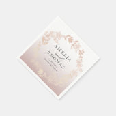 Modern Pink Floral Wreath Wedding スタンダードカクテルナプキン (角)