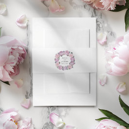 Modern Pink Floral Wreath Wedding 招待状ベリーバンド