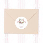 Modern Pink Flower Baptism Sticker ラウンドシール