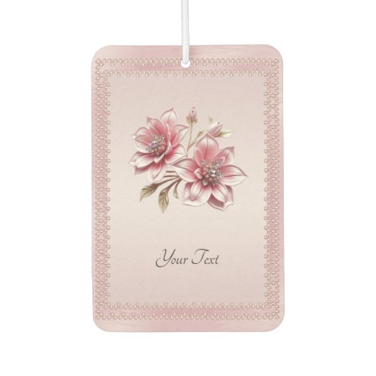 Modern Pink Flowers Air Freshener カーエアーフレッシュナー (正面)