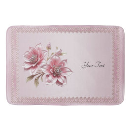 Modern Pink Flowers Bath Mat バスマット