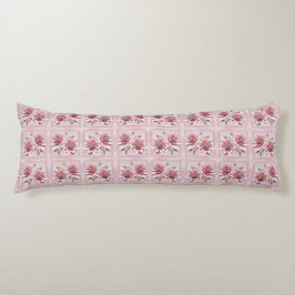 Modern Pink Flowers Body Pillow ボディピロー