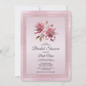 Modern Pink Flowers Bridal Shower Invitation 招待状 (正面)