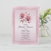 Modern Pink Flowers Bridal Shower Invitation 招待状 (スタンド正面)
