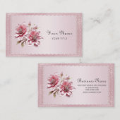 Modern Pink Flowers Business Card 名刺 (正面/裏面)