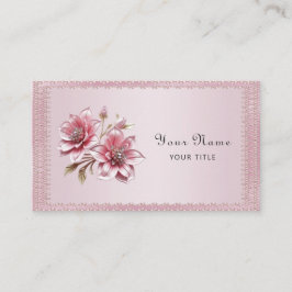 Modern Pink Flowers Business Card 名刺