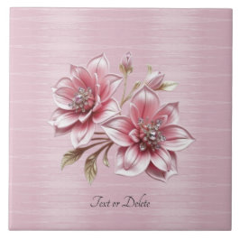 Modern Pink Flowers Ceramic Tile タイル