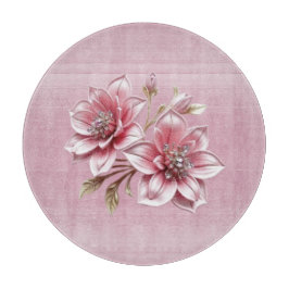 Modern Pink Flowers Cutting Board カッティングボード