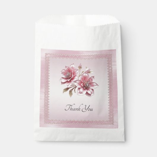 Modern Pink Flowers Favor Bag フェイバーバッグ (正面)