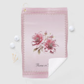 Modern Pink Flowers Golf Towel ゴルフタオル (インサイチュ)