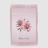Modern Pink Flowers Golf Towel ゴルフタオル (正面)