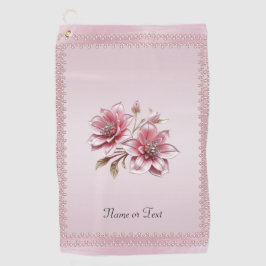 Modern Pink Flowers Golf Towel ゴルフタオル
