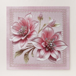 Modern Pink Flowers Jigsaw Puzzle ジグソーパズル